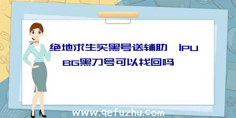 「绝地求生买黑号送辅助」|PUBG黑刀号可以找回吗